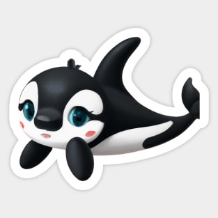 Cute Orca Drawing Sticker